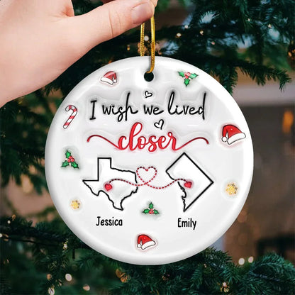 Long Distance Friends - Personalized 3D Inflated Effect Printed Ornament - Christmas For Friends, Besties, Family