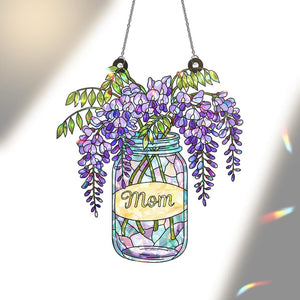Custom Mom Suncatcher, Holographic Wisteria, Mother's Day Gift