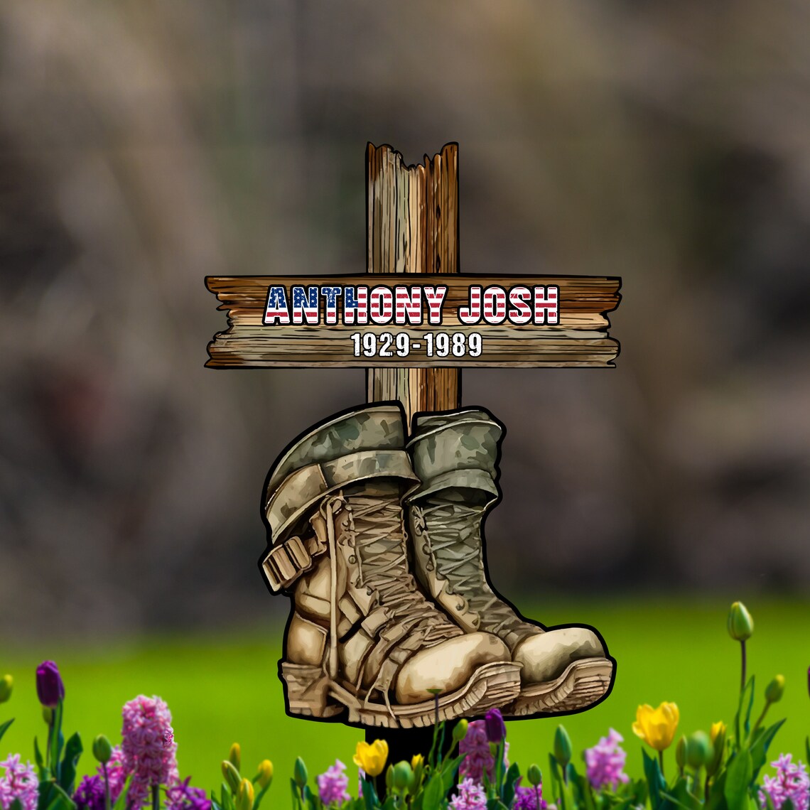 Veteran Grave Marker Personalized, USA Army Metal Plaque, US Military Sympathy Gifts, Outdoor Grave Marker, Veteran Memorial Plaque