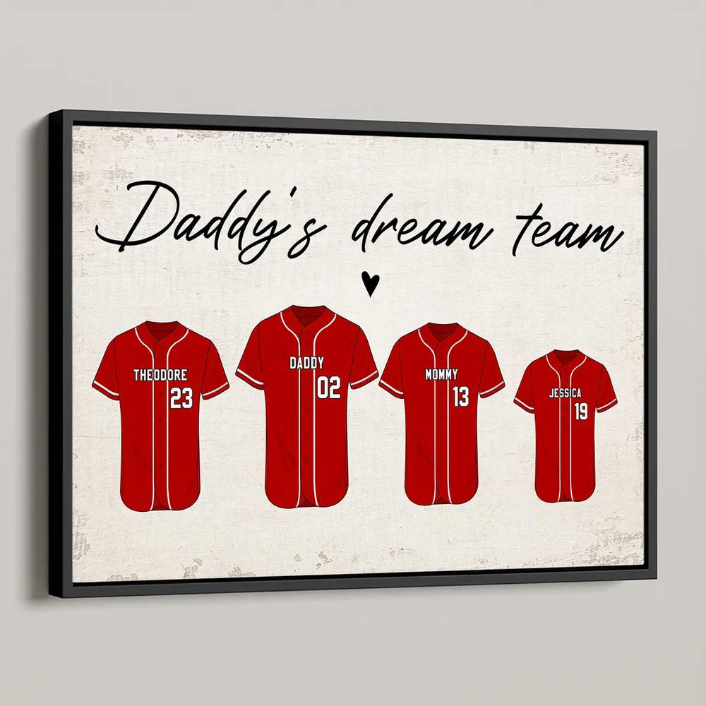 Daddy's Baseball Team - Personalized Canvas - Gift For Father, Baseball Dad Gift