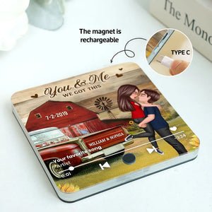 Couple Hugging Kissing Vintage Truck Farmhouse Personalized Music Fridge Magnet, Anniversary Gift For Him, For Her