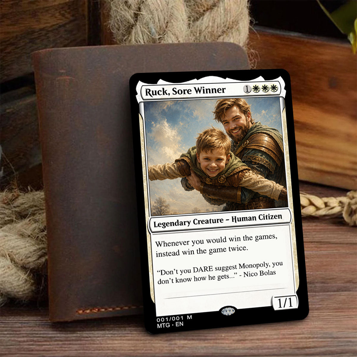 Father s Day Legendary Creature Card - Personalized Poke Card - Wallet Card