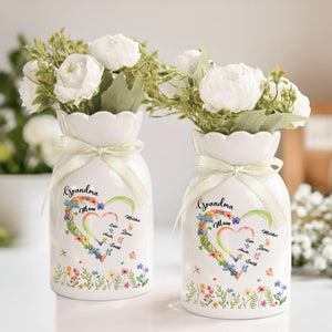 Custom Grandma Heart Flower Vase, Grandma Heart With Kid Names Flower Vase, Mothers Day Gift, Gift from Grandkids, Grandma Vase, Mom Gift