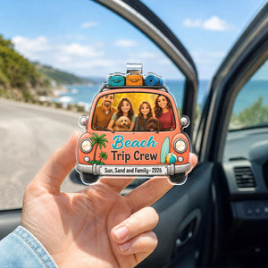 Family Crew - Custom Family Photo Car Visor Clip, Personalized Vacation Decor Accessory