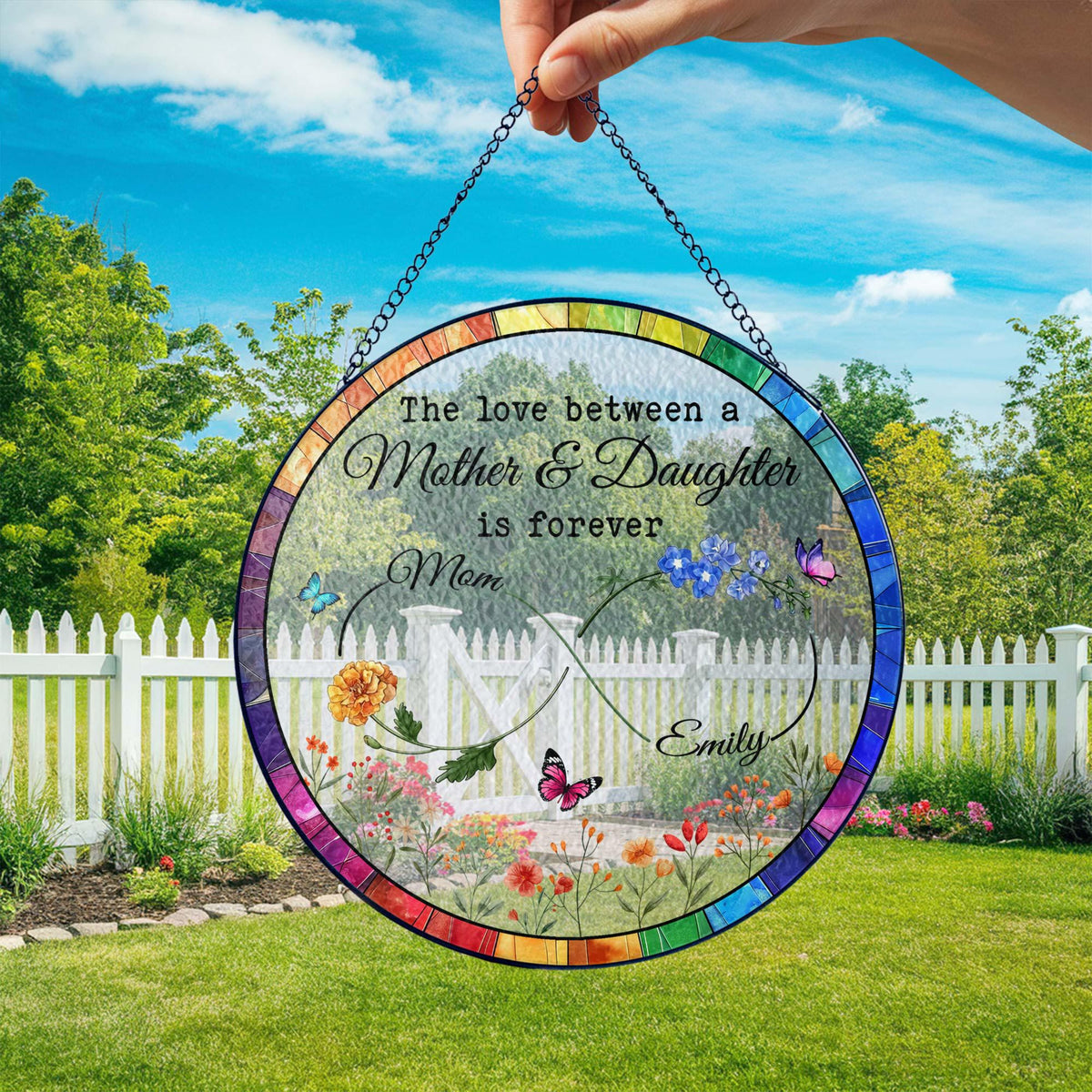 The Love Between Mother and Daughter is Forever Suncatcher Stained Glass, Mom Daughter Gift, Daughter Mother Gift, Mothers Day Gift for Mom from Daughter