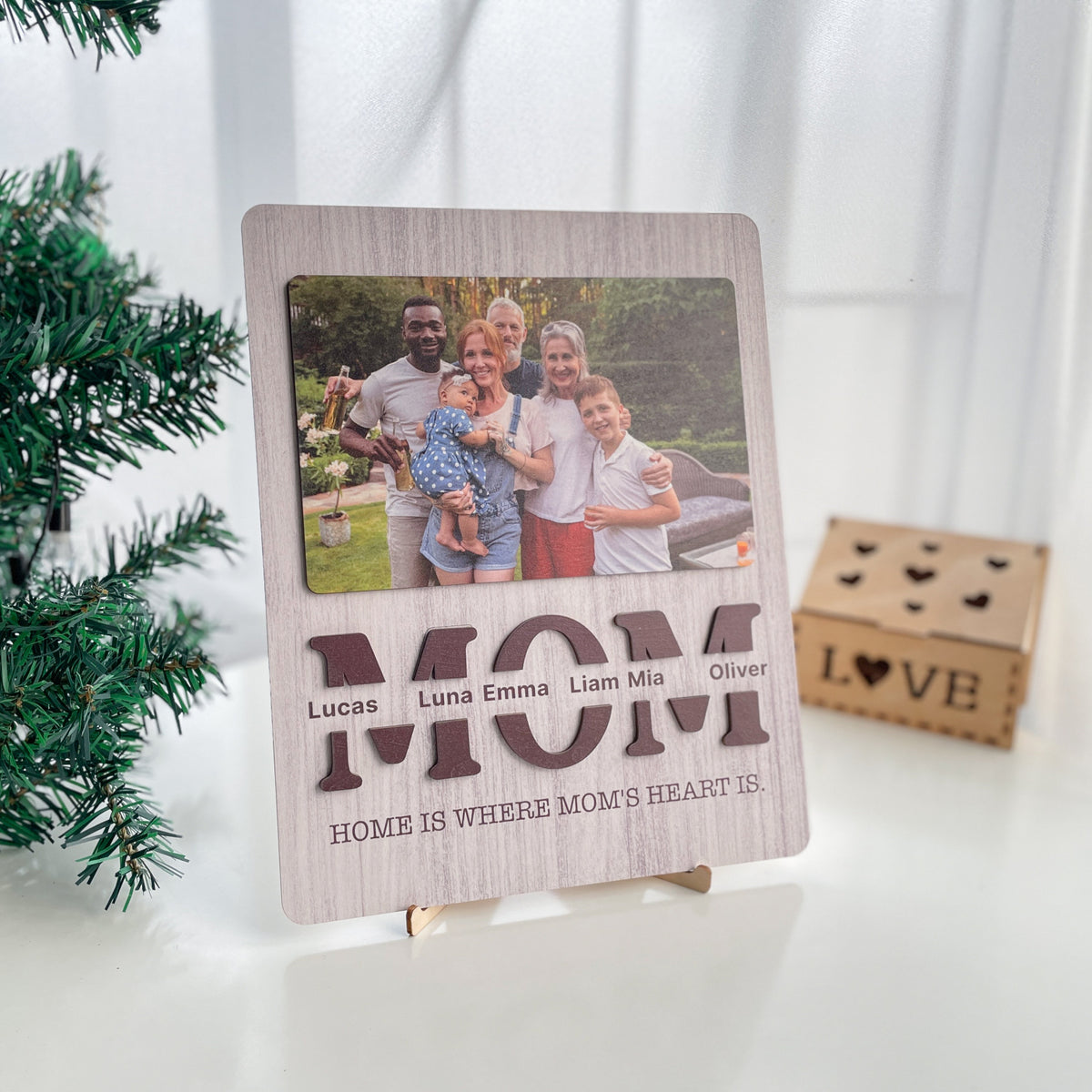 Home Is Where Mom Is With Photo - Personalized Picture Frame - Gift For Mom, Mother's Day Gift