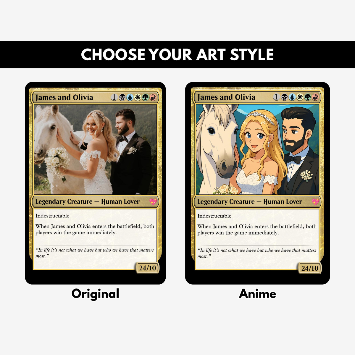 Personalized MTG Card, Custom Magic Card, Unique Wedding Anniversary Gift, Couple Gifts, Gift for Him Her, Birthday Gift