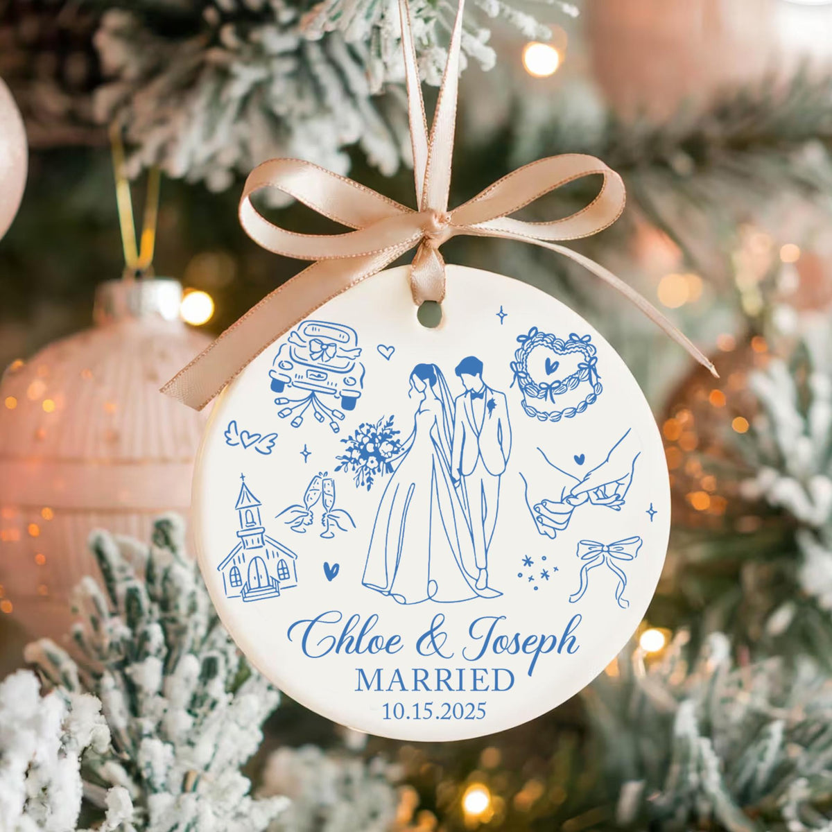 Personalized Married 2025 Ornament, Custom Bride And Groom Ornament, Mr and Mrs Ornament, Just Married Ornament, Christmas Gift For Couples