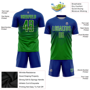 Custom Royal Keely Green-Cream Sublimation Soccer Uniform Jersey