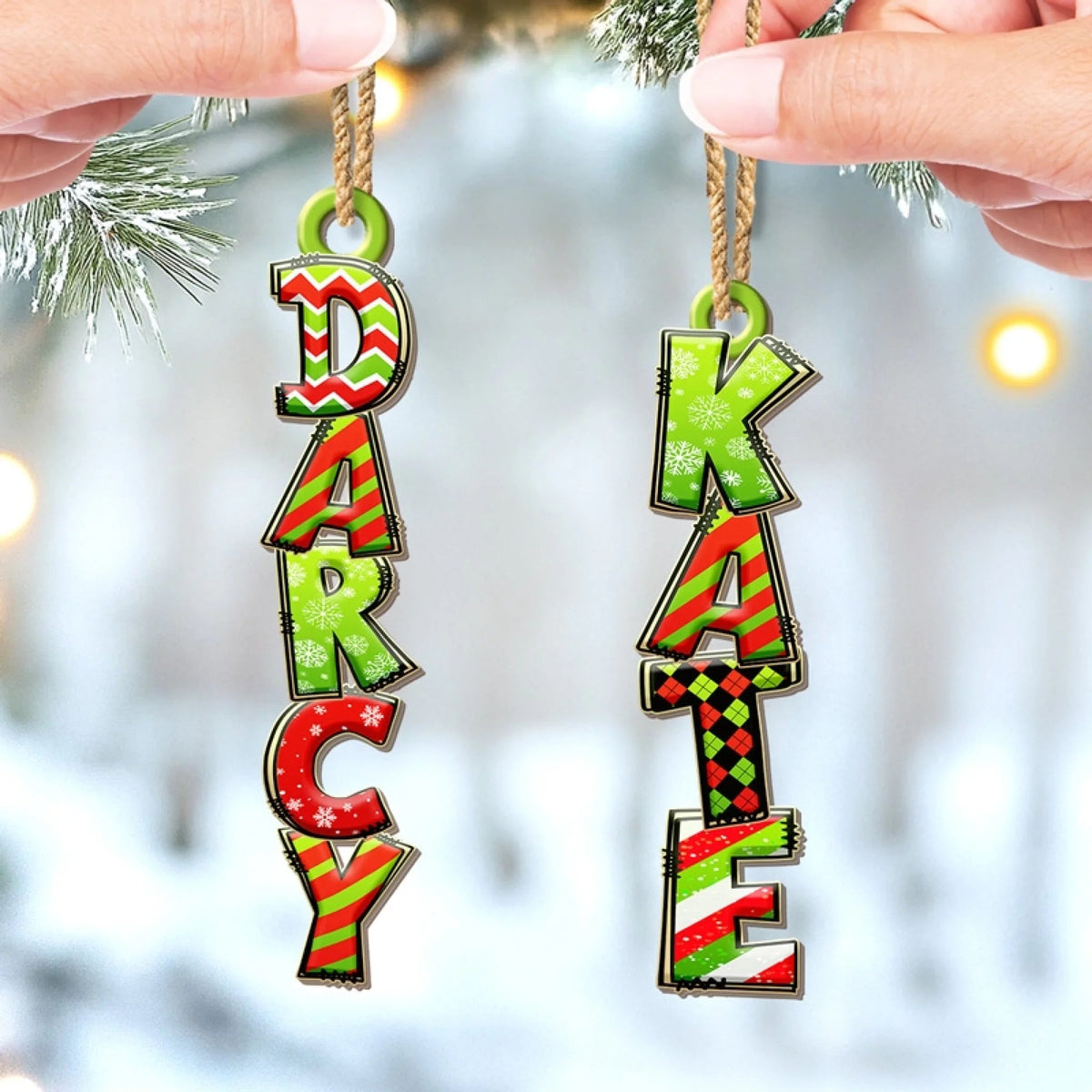 Custom Green Christmas Letter Ornament, Christmas Birthday Gifts For Family, The Perfect Dose Of Holiday Joy