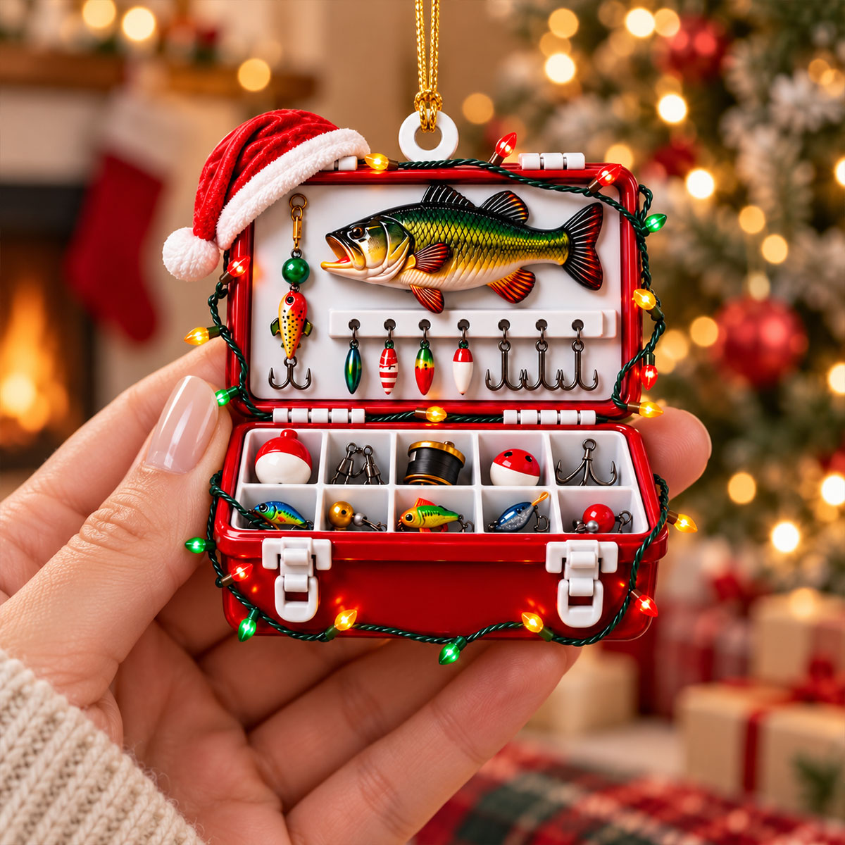 Fishing Tackle Box 3D Ornament For Fisherman, Dad Fishing Man Gifts - Personalized Ornament