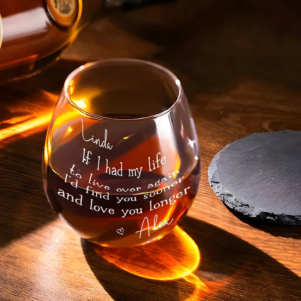 Find You Sooner And Love You Longer - Personalized Wine Glass - Anniversary Gift, Valentine's Day Gift For Couple