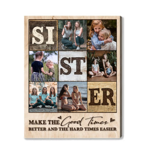 Sister Photo Collage Canvas, Christmas Gift For Sister, Sister Birthday Gift, Sister Photo Print, Sibling Gift, Big Sister Gift, Sister Gift