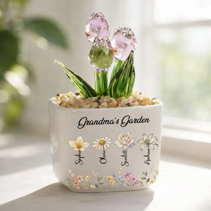 Mom Grandma's Garden- Personalized Mini Glass Flower Pot - Gift For Mother, Grandma, Mother's Day Gift