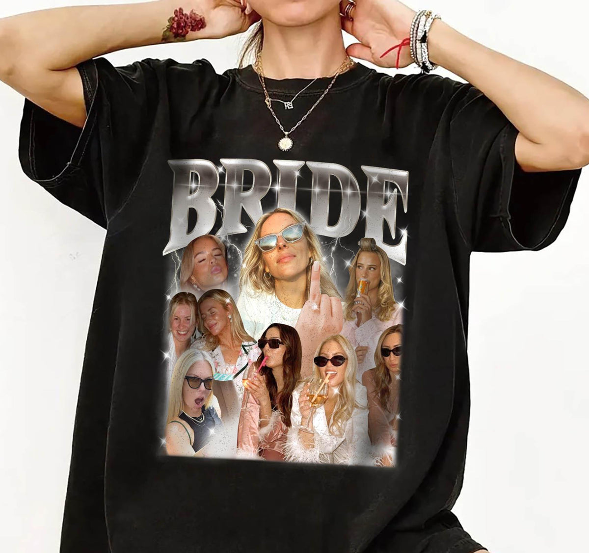 Bootleg Bride Shirt, Team Bride Graphic Tee, Custom Photo Collage Bachelorette Party T-Shirt, Wedding Gift, Bridal Shower Outfit, Gift for Bride