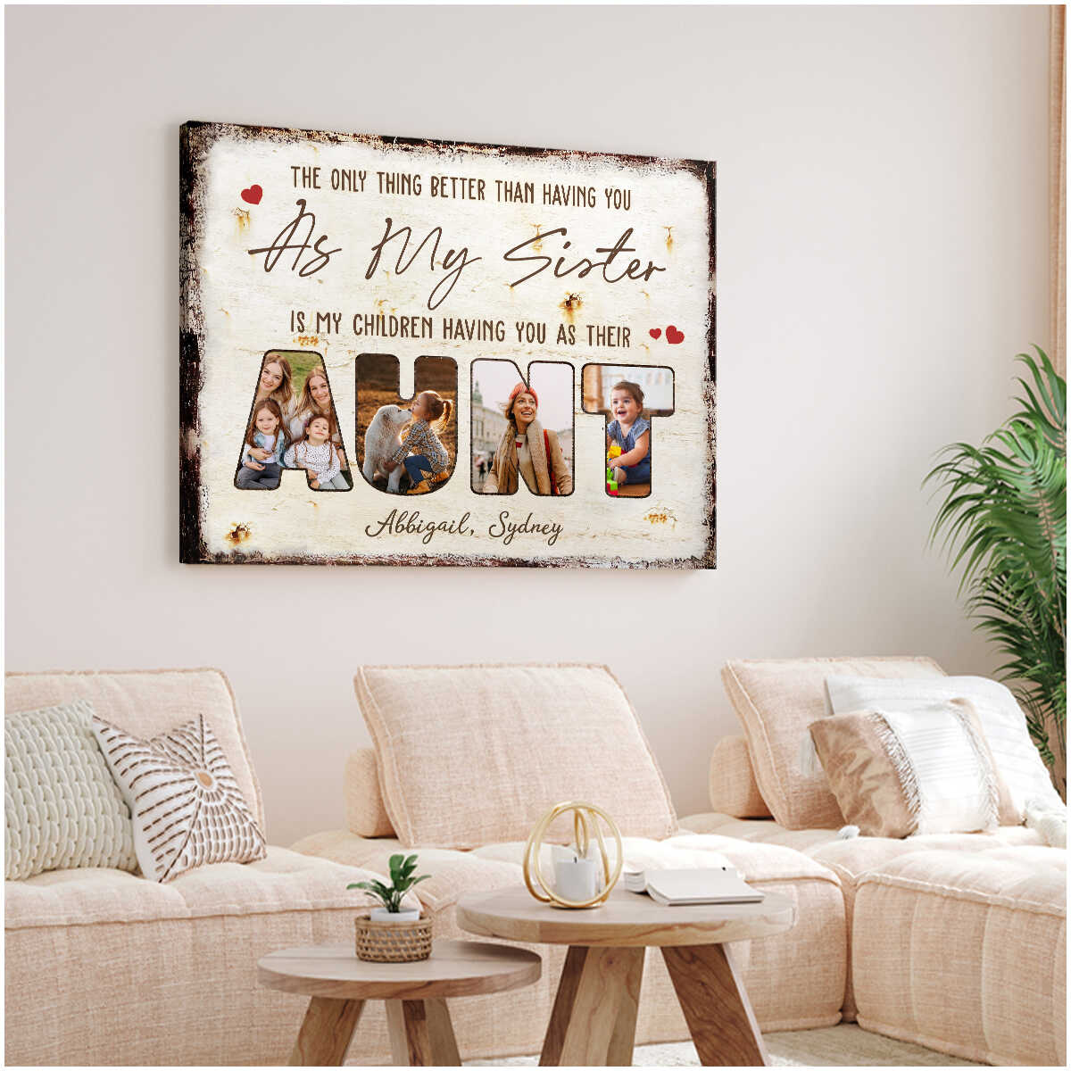 My Children Having You As Their Aunt - Personalized Canvas - Gift For Aunt On Mother's Day