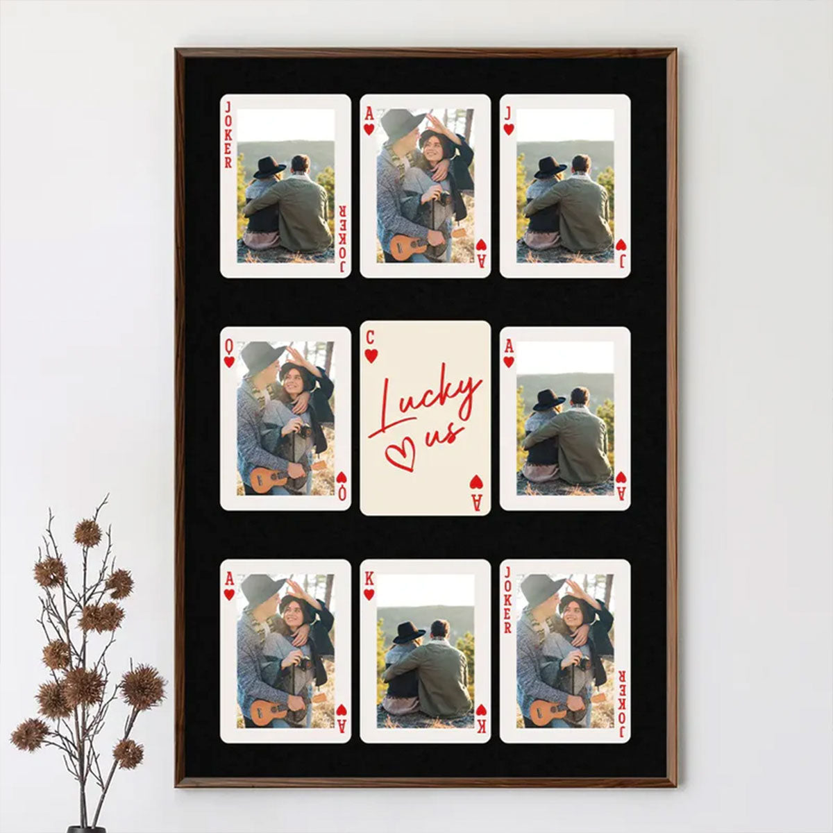 Custom Photo Playing Card Couple Lucky In Love - Personalized Poster
