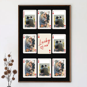 Custom Photo Playing Card Couple Lucky In Love - Personalized Poster
