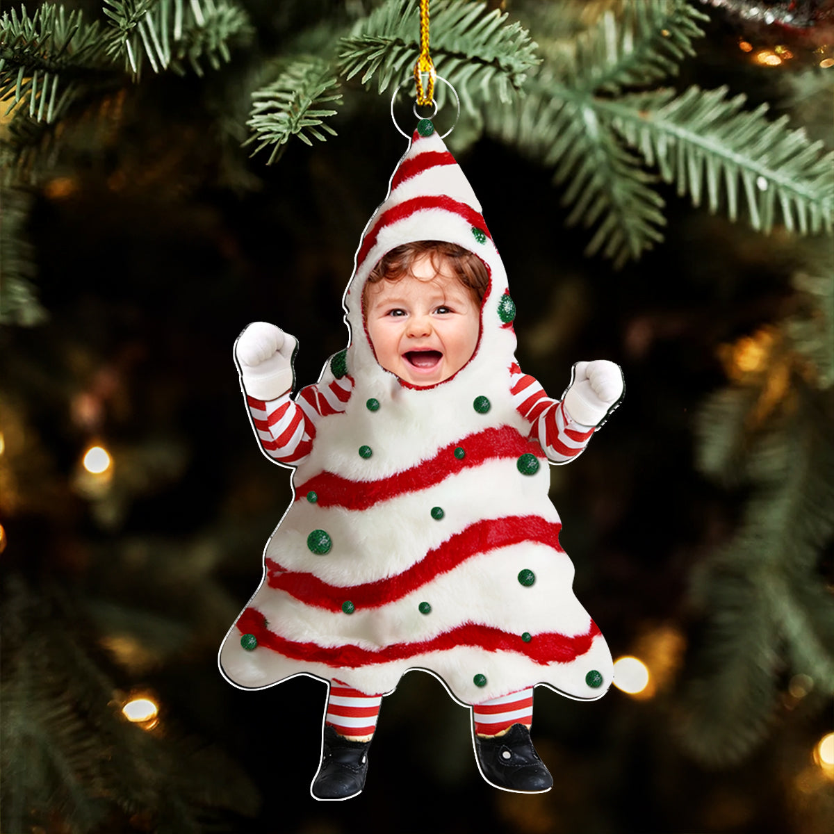 Baby Custom Photo Christmas Tree Cake - Personalized Acrylic Ornament - Christmas Gift For Baby