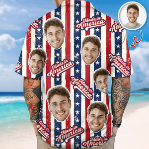 Custom Photo Made In America Hawaii Shirt, USA 250 Years Independence Apparel, Patriotic American Flag Pet Tee, Patriotic Freedom