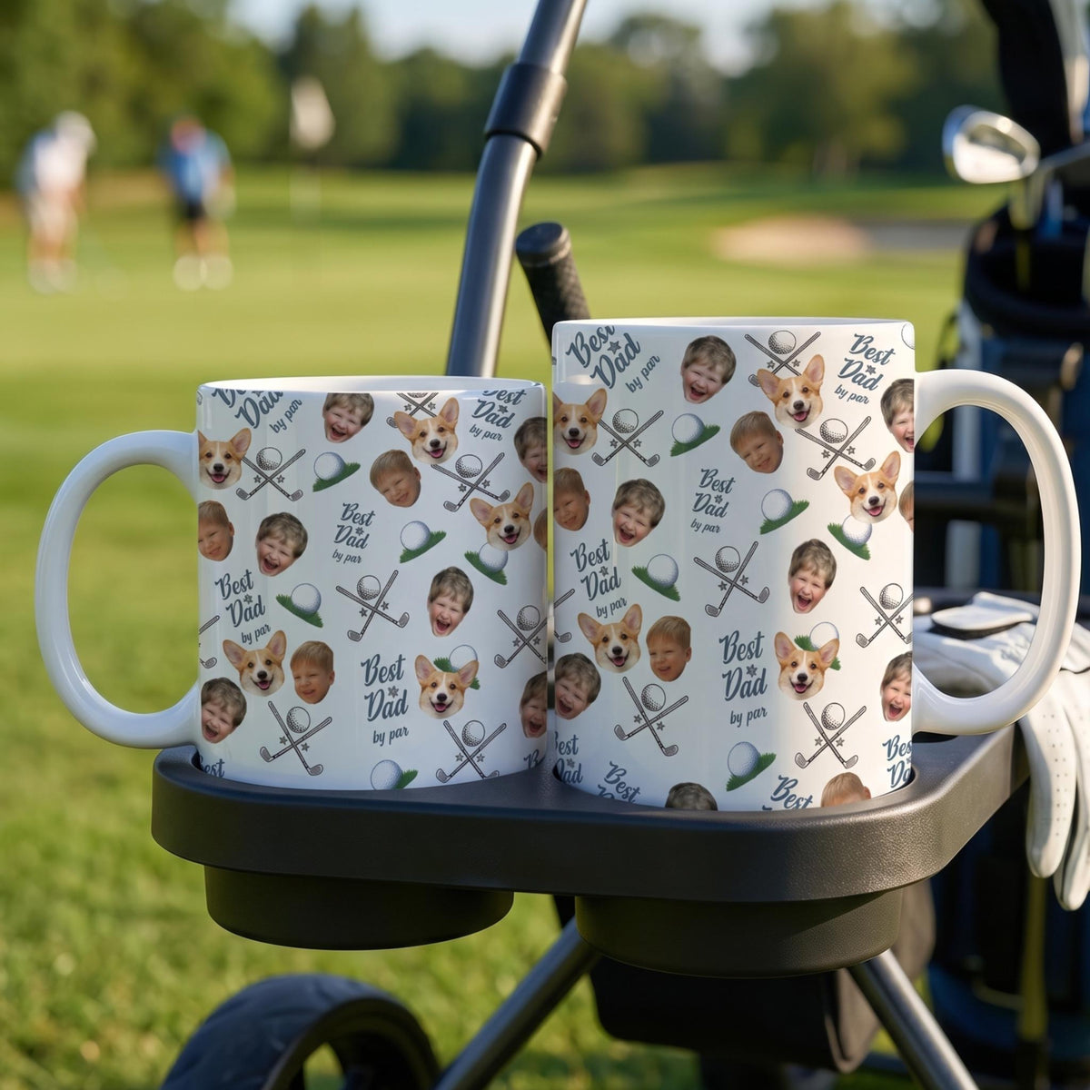 Personalized Golf Dad Mug, Custom Kid Face Best Dad By Par Coffee Mug, Father s Day Gift for Dad, Golf Lover Gift
