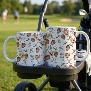 Personalized Golf Dad Mug, Custom Kid Face Best Dad By Par Coffee Mug, Father s Day Gift for Dad, Golf Lover Gift