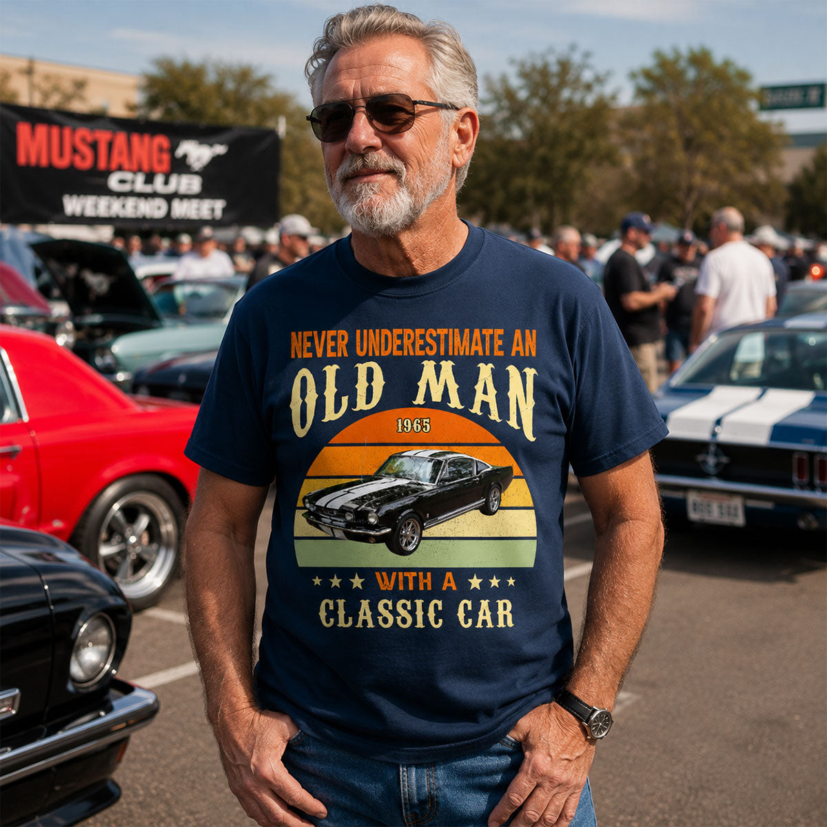 Never Underestimate An Old Man With A Classic Car - Personalized T-shirt