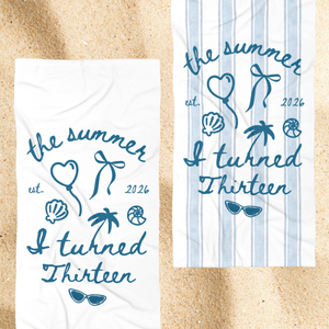 13th Birthday Gift For Her, The Summer I Turned 13 Coastal Beach Towel, Teenager Girl Bday Gift for Daughter