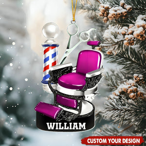 Custom Barber Chair Ornament, Personalized Ornament, Christmas Gift For Barber