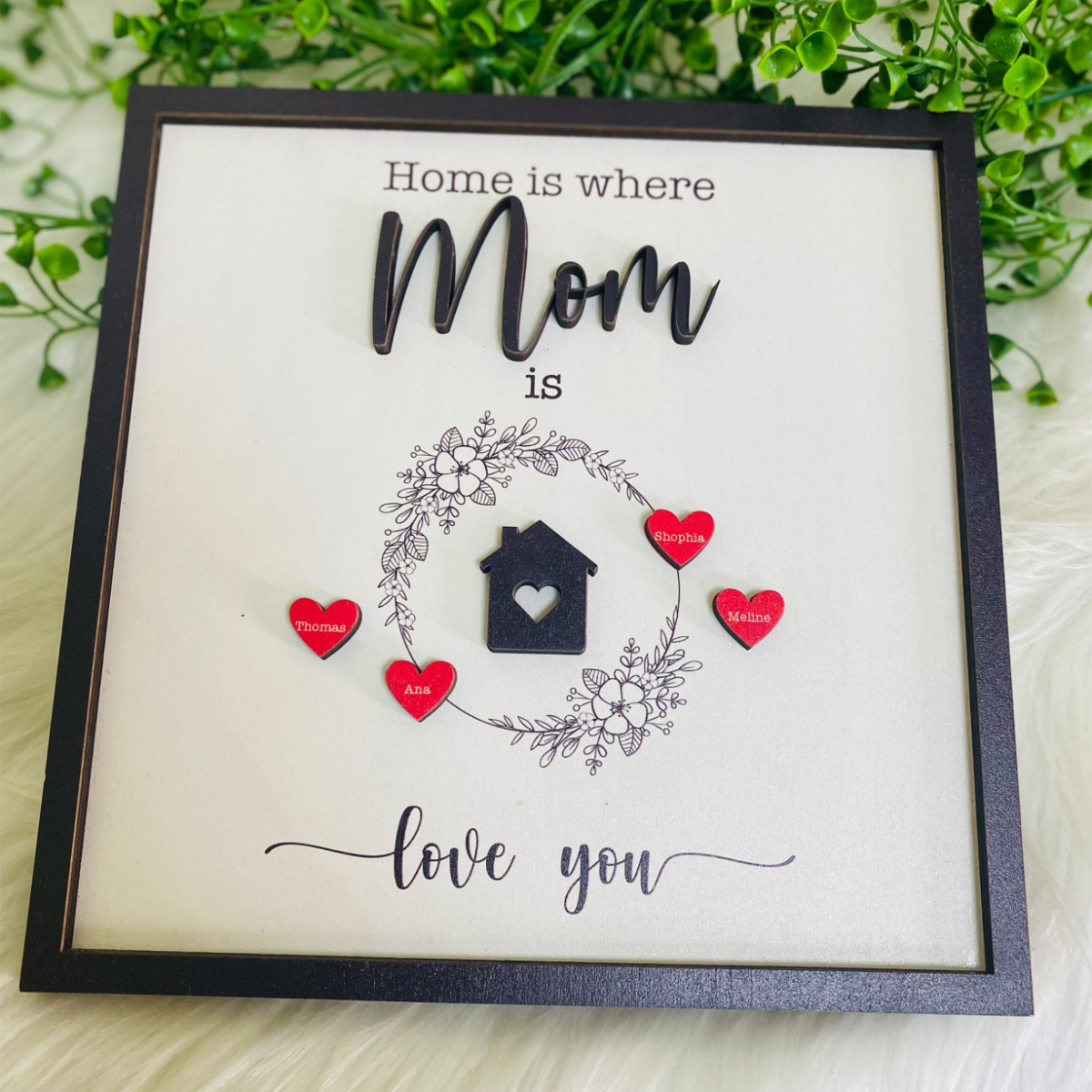 Personalized Mom Sign Mother's Day, Home Is Where Mom Is, Gifts From Kids, Personalized Mom Wooden Sign