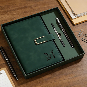 Custom Leather Journal Set with Pen, Personalized Notebook, Graduation Gift