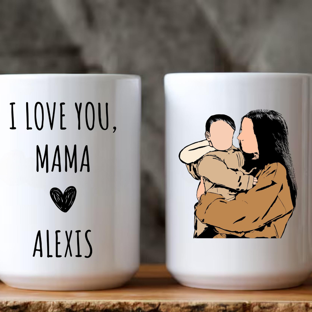 Mom Photo Portrait Mug, I Love You Mama, Custom Photo Mom Mug, Mother's Day Gift For Mom