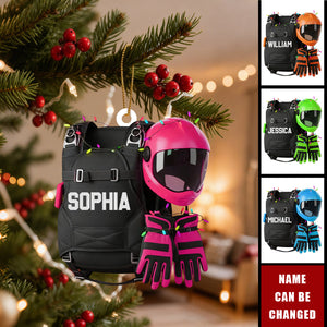 Skydiving Backpack Personalized Christmas Acrylic Ornament