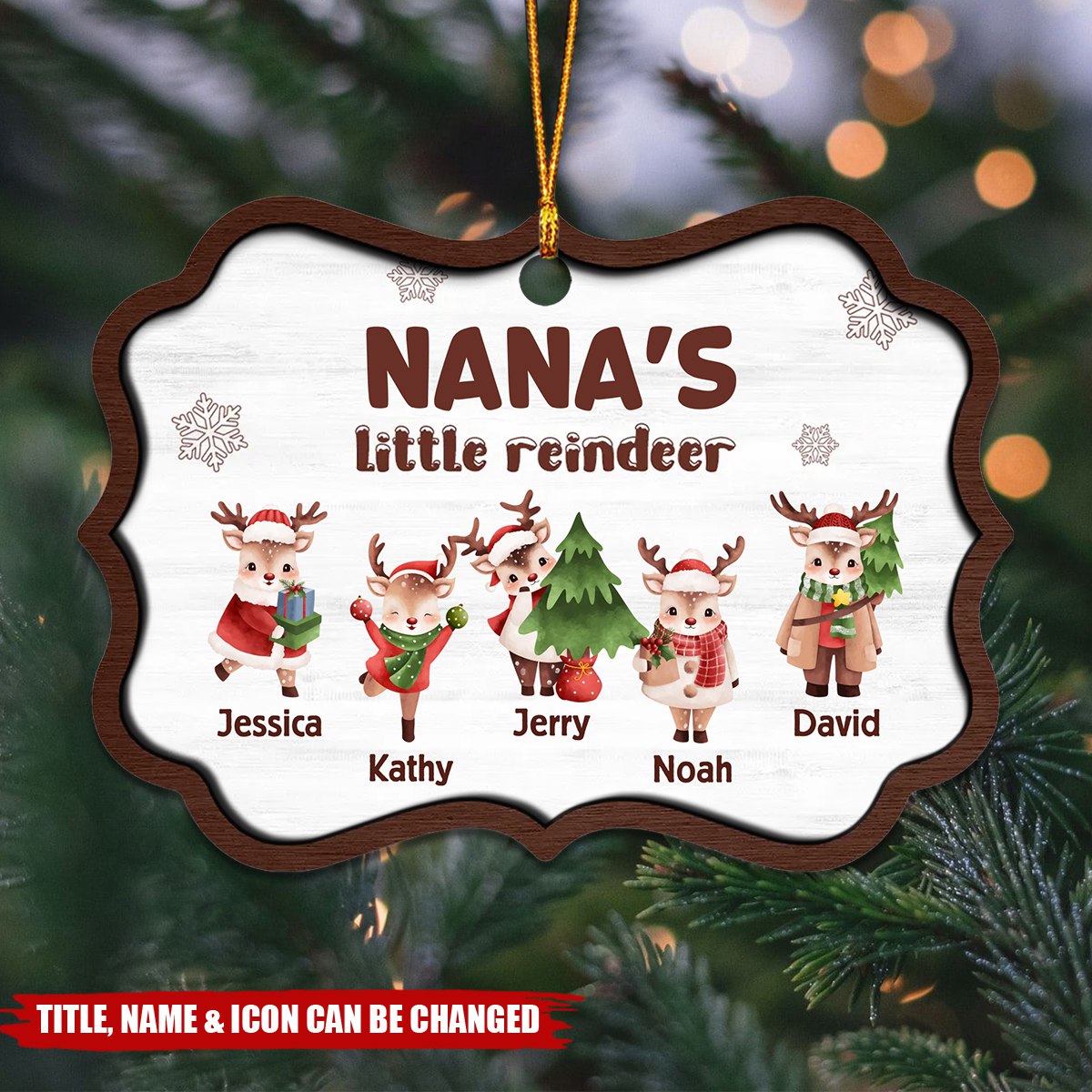 Grandma's Little Reindeers Cute Christmas - Personalized Ornament - Christmas Gift For Mom, Grandma