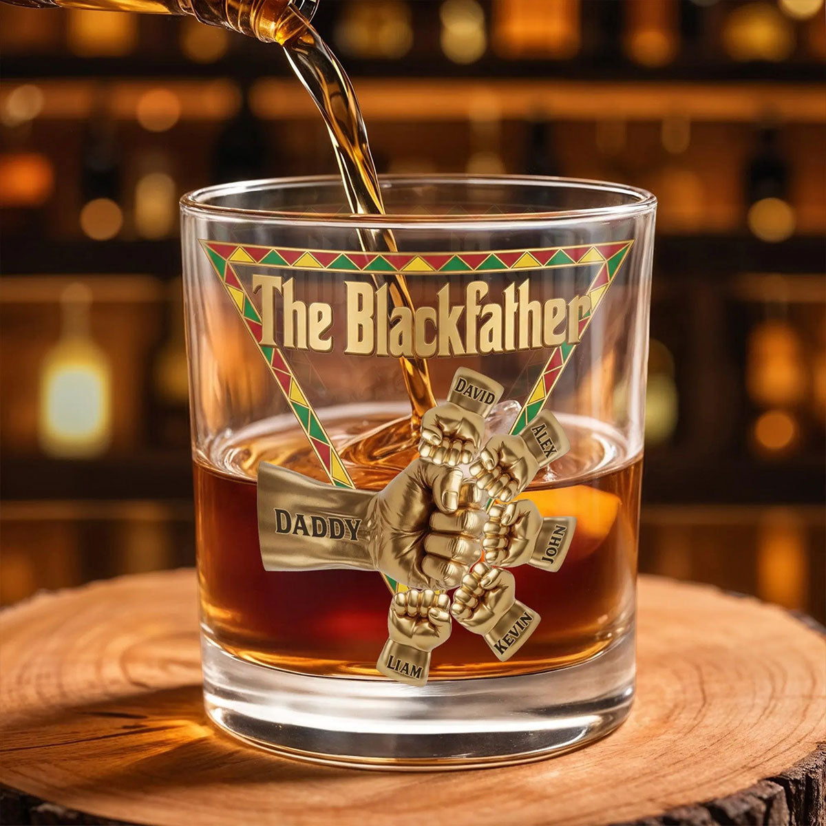 The Black Father 11oz Whiskey Glass - Personalized Gifts For Dad Father's Day