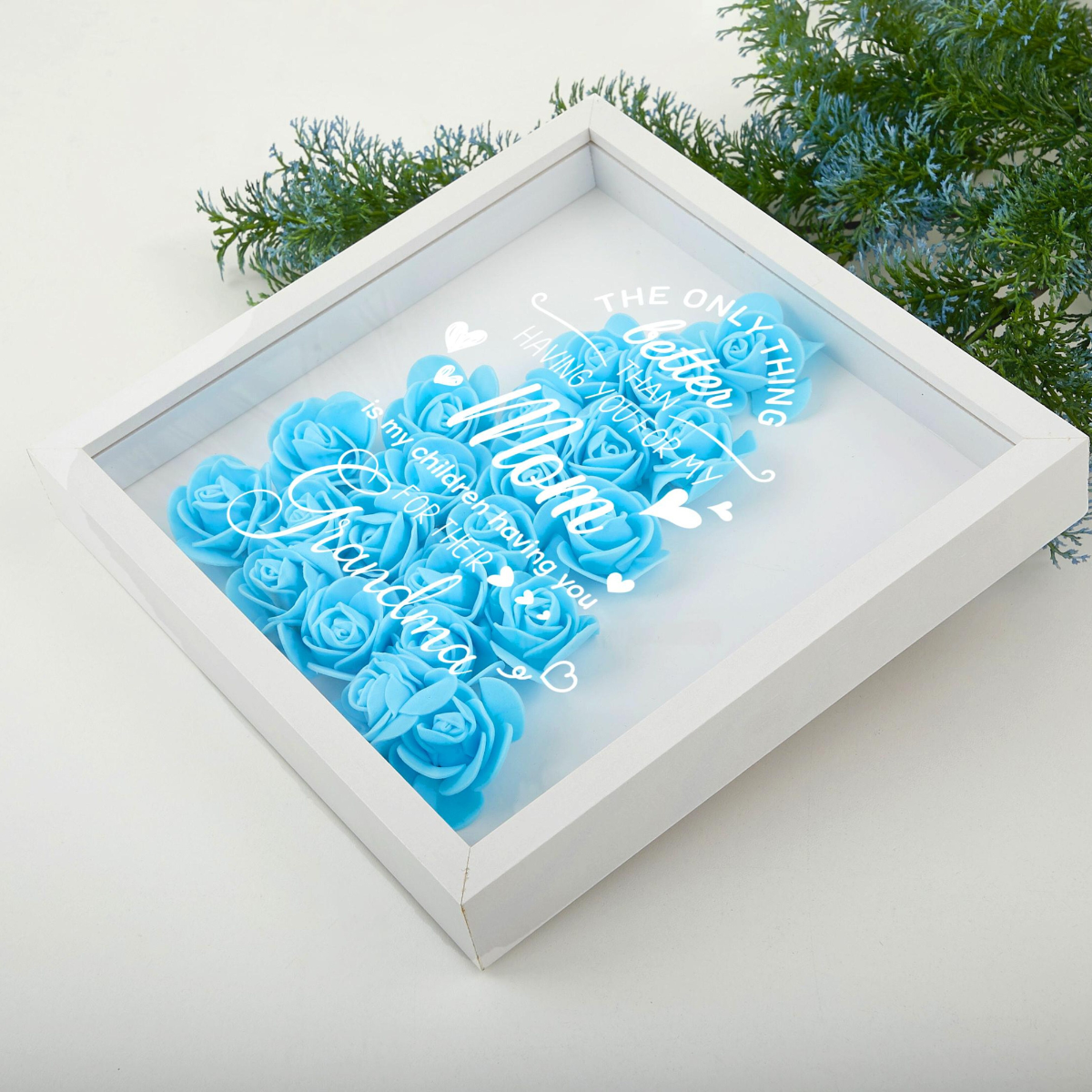 Personalized Mom Flower Shadow Box, Mother Day Gift, Mom's Rose Frame Box, Flower Gift Box for Mom, Birthday Gift, Unique Dad's Day Gift Box