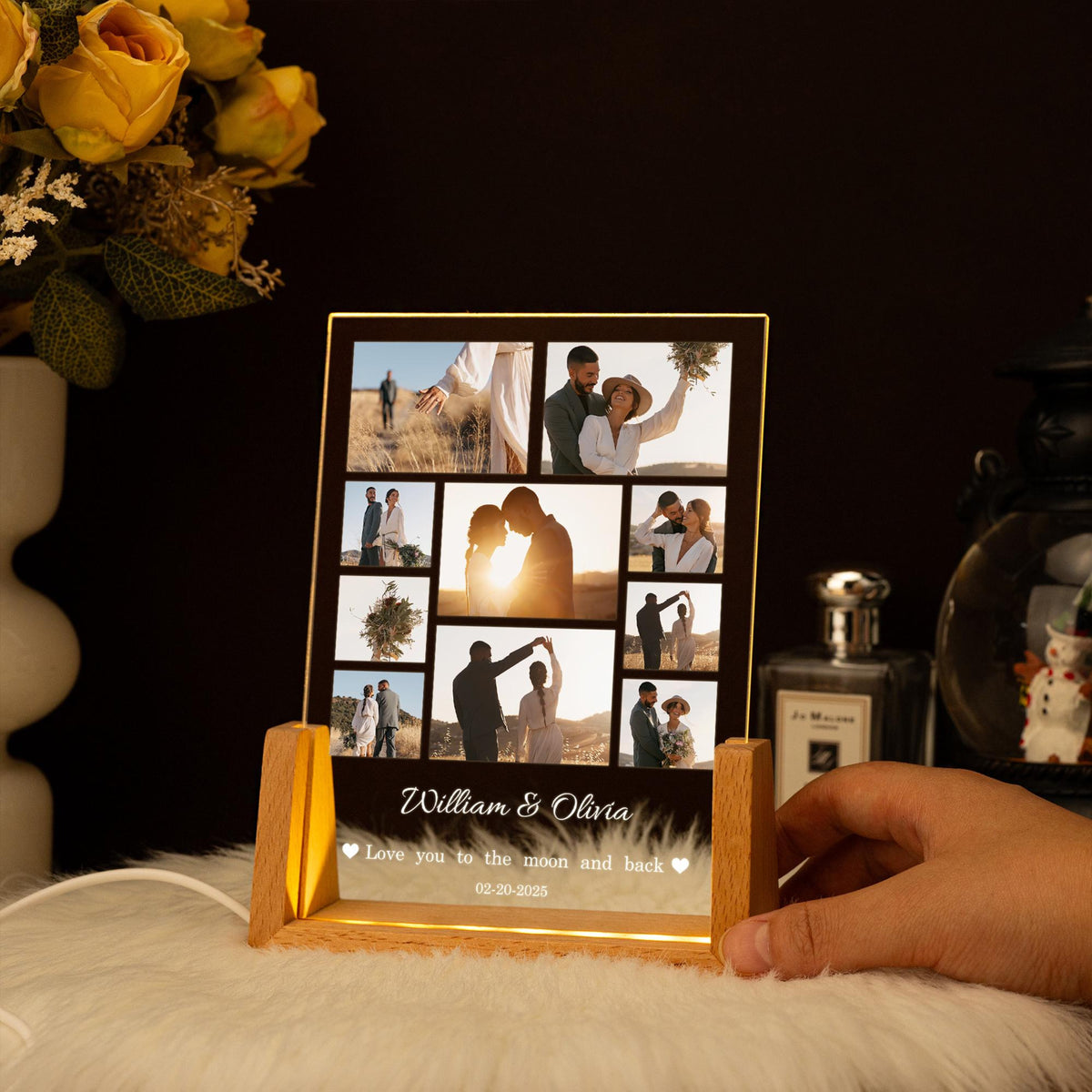 Custom Photo LED Light, Photo Collage Lamp, Personalized Acrylic Picture Frame, Valentines Gift for Couple/Her/Him/Friends