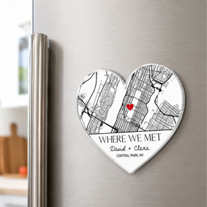 Personalized Where We Met Map Magnet, Custom Location Magnet, Where It Began Keepsake, First Date Gift, Gift For Couples