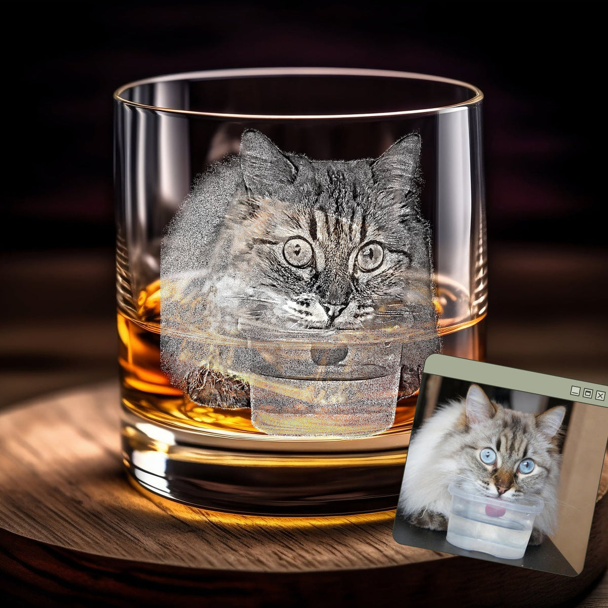 Custom Cat Portrait Whiskey Glass Gift - Upload Your Pet Photo on Glasses, Gift for Pet Lovers