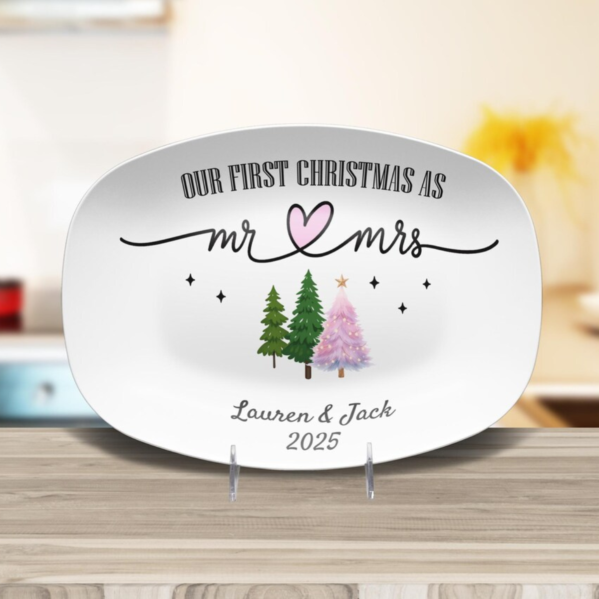 Personalized First Christmas Mr & Mrs Platter, Anniversary Serving Tray Gifts, Christmas Gift For Newlywed Couple