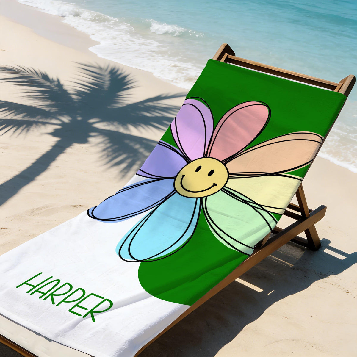 Personalized Brilliant Sun Beach Towel, Custom Name Pool Towel for Girls, Bithday Party Gift For Kids, Tropical Vacation Gift, Beach Lover's Gift