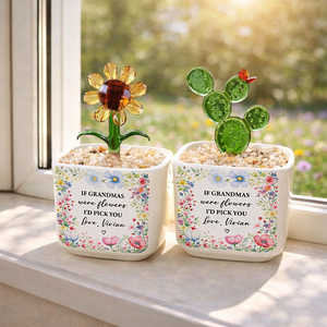 Personalized Glass Tulip Flower Pot for Mom Grandma, Mother's Day Gift Ideas, Glass Figurines Gift for her