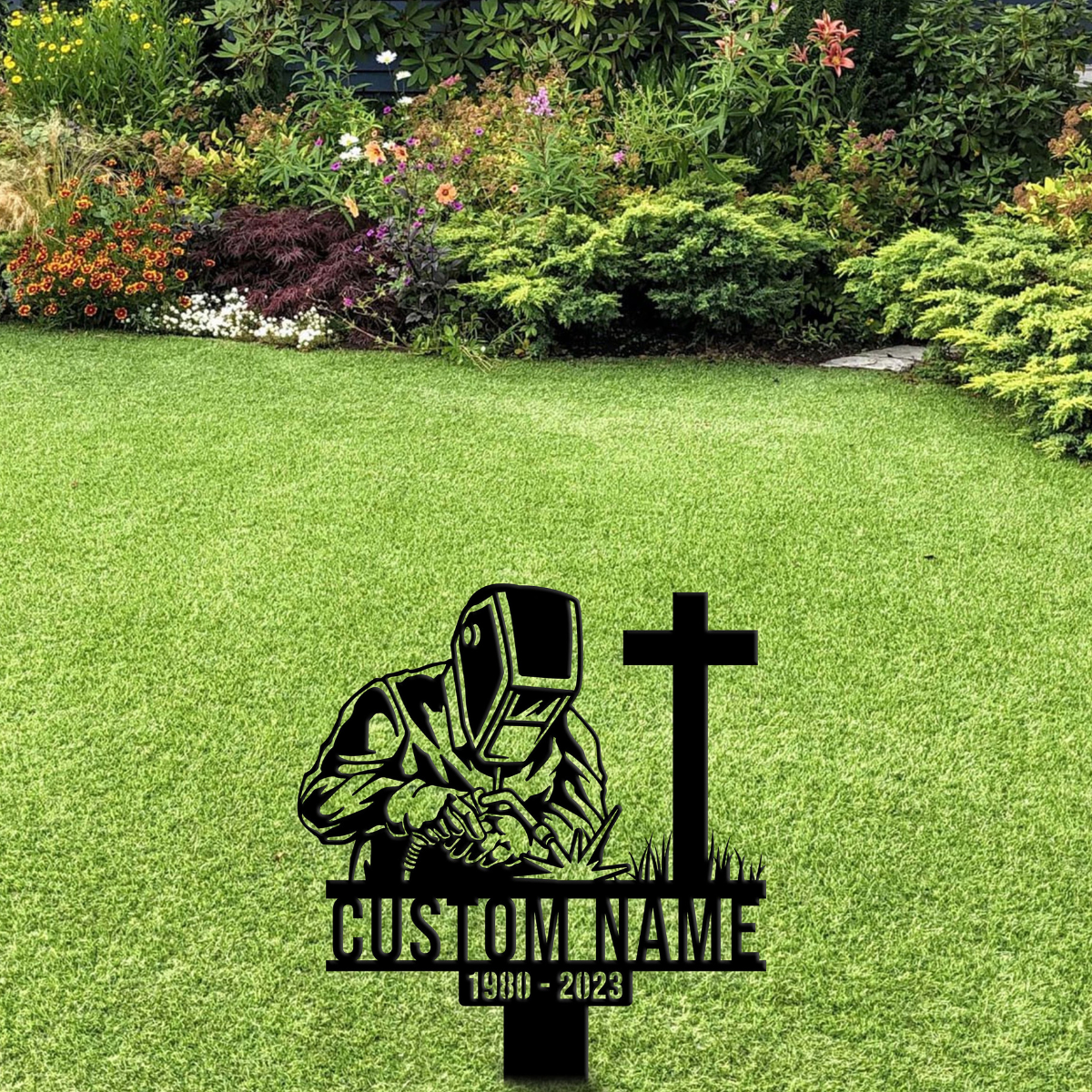 Custom Name Welder Metal Memorial Stake, Welder Ironworker Cemetery Stake, Dad Grave Marker, Memorial Stake, In Memorial Of Gift, Dad Lost