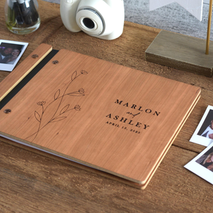 Wooden Wedding Guest Book, Wooden Guestbook, Personalized Wedding Book, Polaroid Guest book, Wedding Gift, Engagement Gift