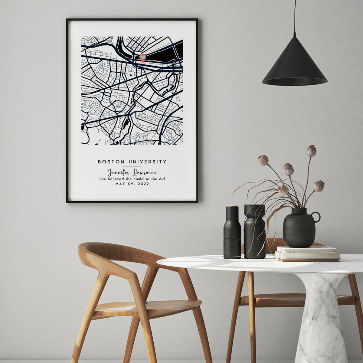 Custom College University Campus Map, Personalized Graduation Gift, Motivational Graduation Decor, Class of 2025