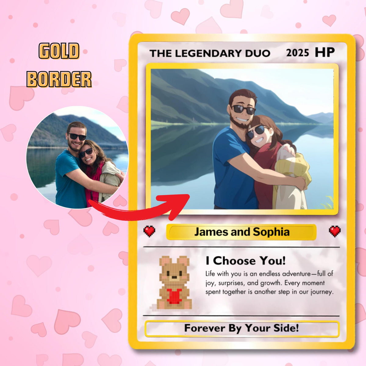 Custom Poke Card Inspired Collectible Gift, Custom Poke Cards, Anniversary Gift For Couple