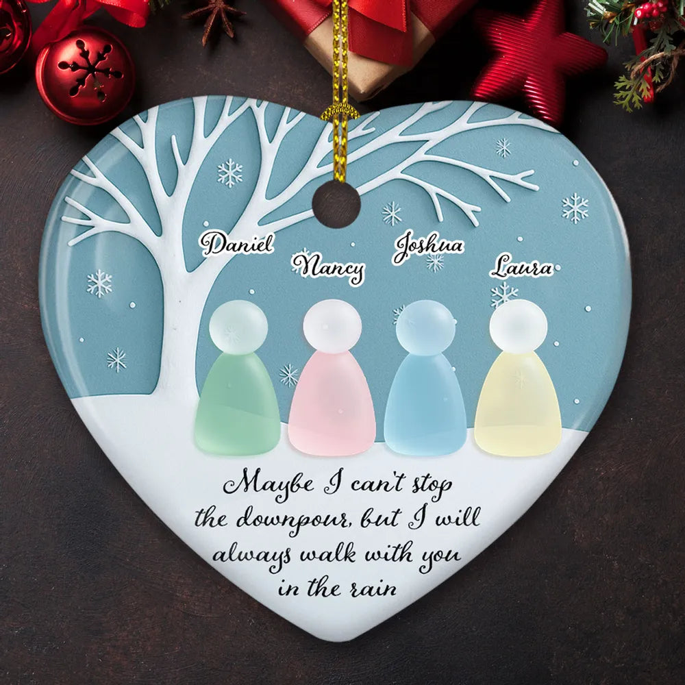 Walk With You In The Rain Sea Glass - Personalized Ornament - Christmas Gift For Friend, Sister, Family