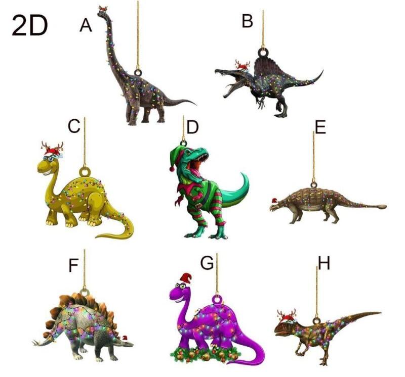 2D Christmas Dinosaur Hanging Ornaments Dinosaur Hanging Decoration Christmas
