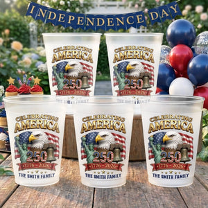 Celebrating National Birthday - Personalized Plastic Frosted Water Cup - Patriotic Gift For Family, 4th Of July Gift
