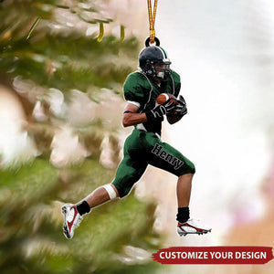 Running American Football Player - Personalized Acrylic Ornament - Christmas Gift For Football Player, Football Lovers